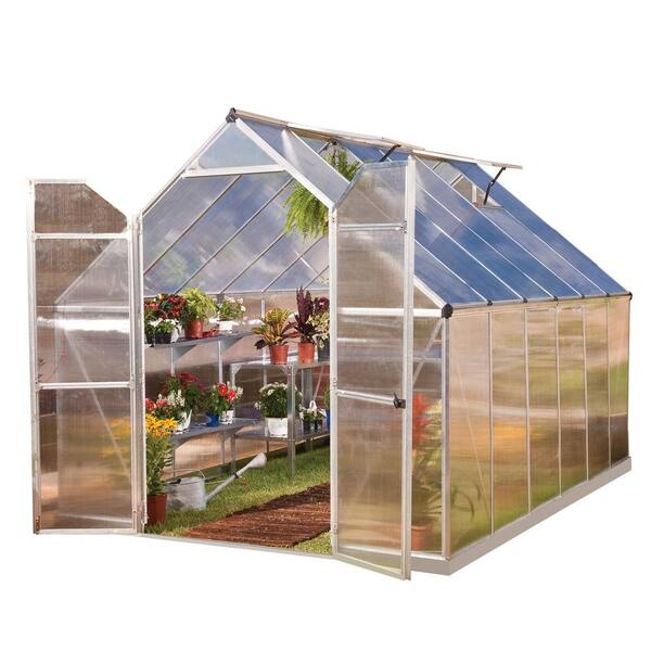Canopia By Palram Essence 8 Ft X 12 Ft Silver Clear Diy Greenhouse Kit The Home Depot