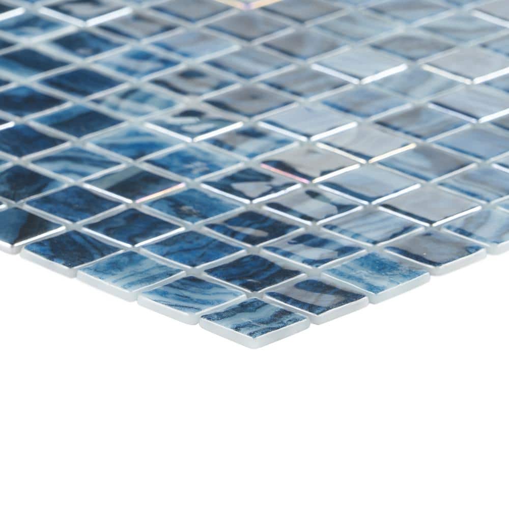 Whirlpool Blue Iridescent Glass Mosaic Tile