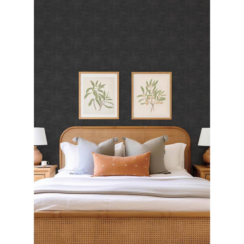 Reid Black Woven Geometric Non-Woven Wallpaper