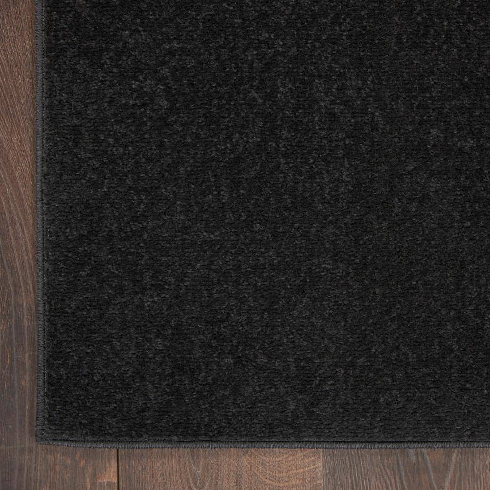 Black Solid Synthetic Runner Rug 2'2" x 7'6"