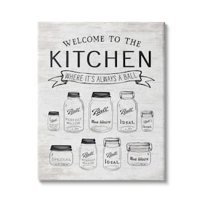 "Kitchen Where It's A Ball Pun Country Jars" by Lettered and Lined Unframed Print Abstract Wall Art 16 in. x 20 in.