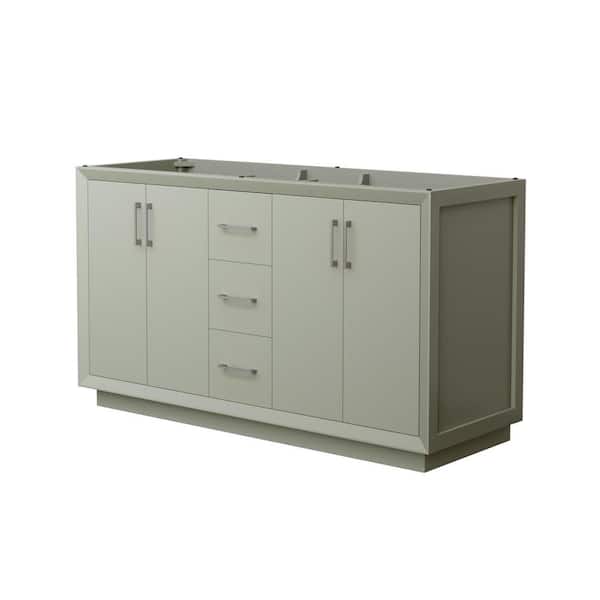 Wyndham Collection Strada 59.25 in. W x 21.75 in. D x 34.25 in. H Double Bath Vanity Cabinet without Top in Light Green