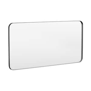 60 in. W x 30 in. H Tempered Glass Rectangular Framed Wall-Mounted Bathroom Vanity Mirror in Black