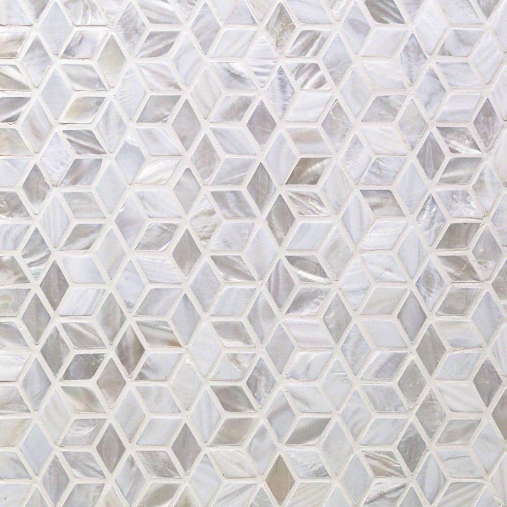 Ivy Hill Tile Pacif White 3D Illusion 11.81 in. x 11.81 in. x 2 mm Pearl  Shell Mosaic Tile EXT3RD102053 - The Home Depot
