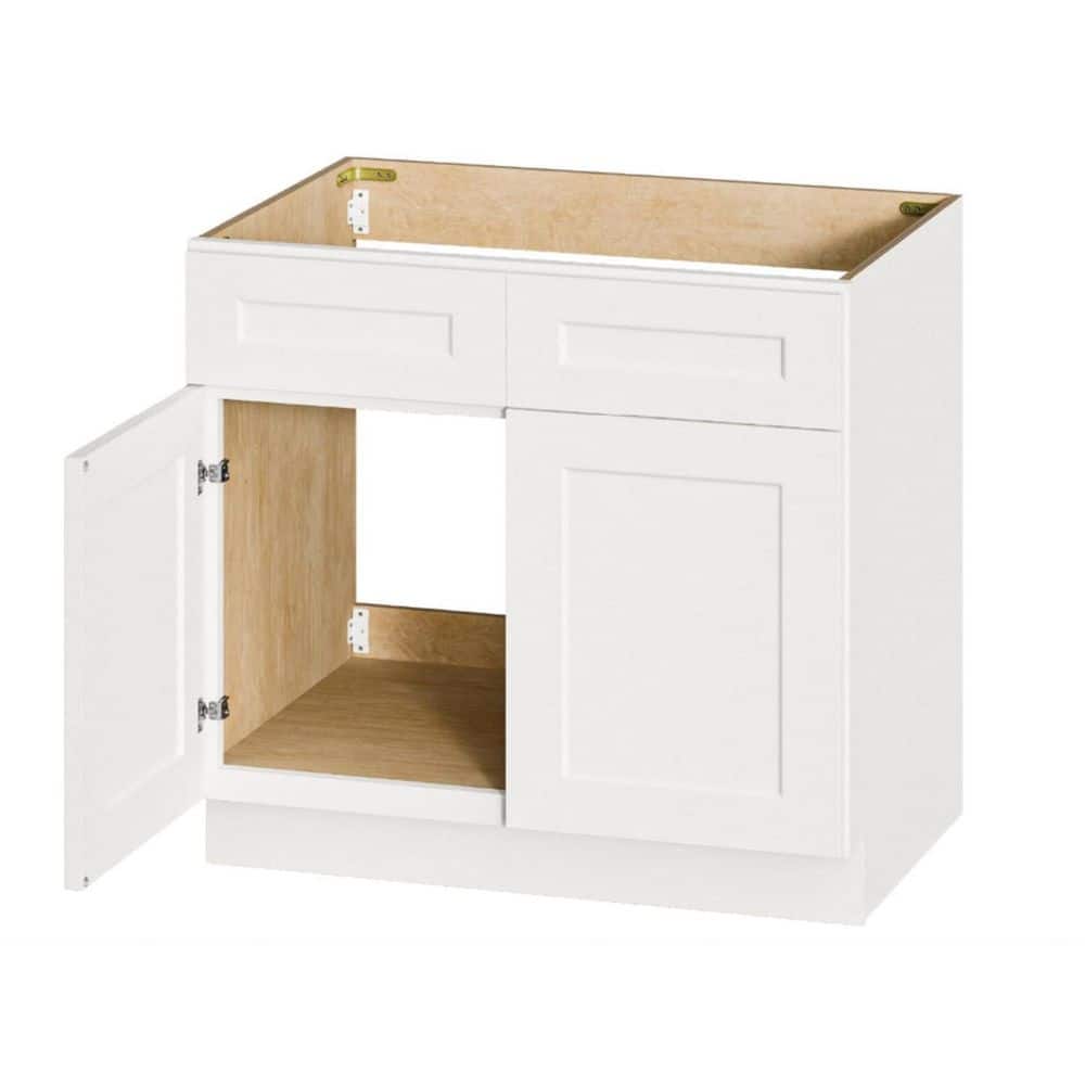 33 in. W x 24 in. D x 34.5 in. H Ready to Assemble Sink Base in White with 2 Door, 2-Drawer price history on PriceWatchPro