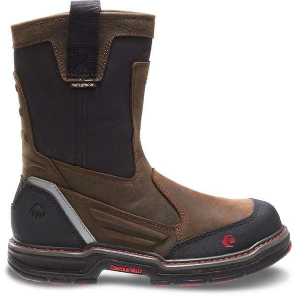 Wolverine Men's Overman Waterproof Wellington Work Boots - Composite Toe - Brown Size 10.5(W)