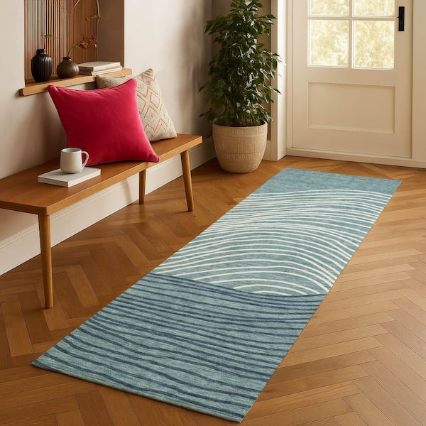 Chantille Machine Washable Indoor/Outdoor Abstract ACN2350 Teal 2 ft. 3 in. x 7 ft. 6 in. Runner Rug
