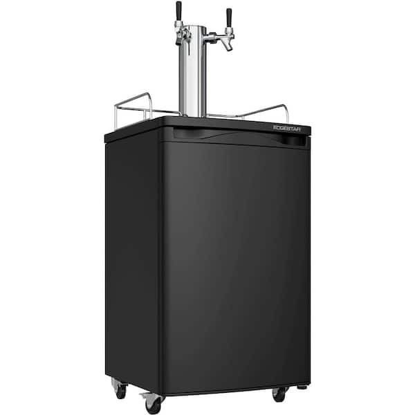 EdgeStar Twin Tap 20 in. Full Size Beer Keg Dispenser with Low Temperature Settings in Black