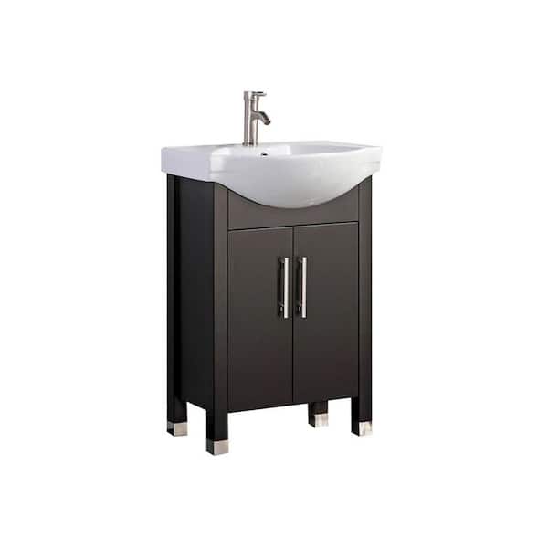 MTD Vanities Pau 20 in. W x 16 in. D x 36 in. H Vanity in Espresso with Ceramic Vanity Top in White with White Basin