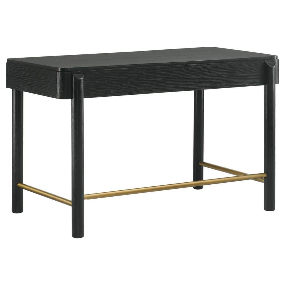 Black Coastal 2-Drawer Vanity Desk with Gold Accents