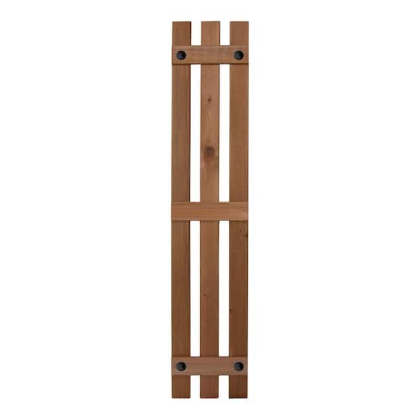 Grayson 12 in. x 62 in. Cedar Spaced Board and Batten Shutters Pair in Brown Natural