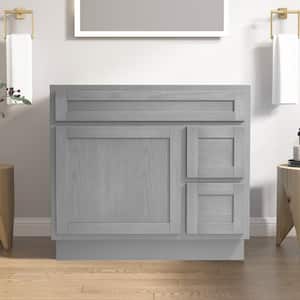 36 in. W x 21 in. D x 32.5 in. H 2-Right Drawers Bath Vanity Cabinet without Top in Silver