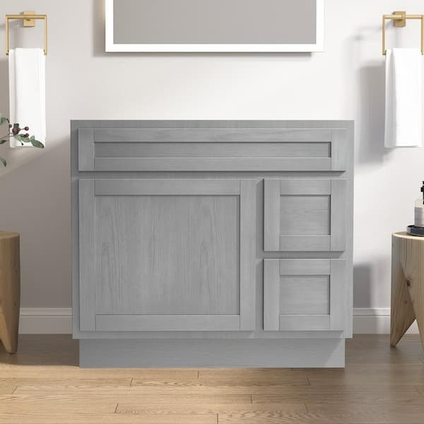 Vanity Art 36 in. W x 21 in. D x 32.5 in. H 2-Right Drawers Bath Vanity Cabinet without Top in Silver