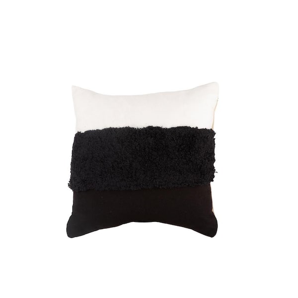SPITIKO HOMES Black/White Cotton Throw Pillows Set of 2 6"X18"X18"