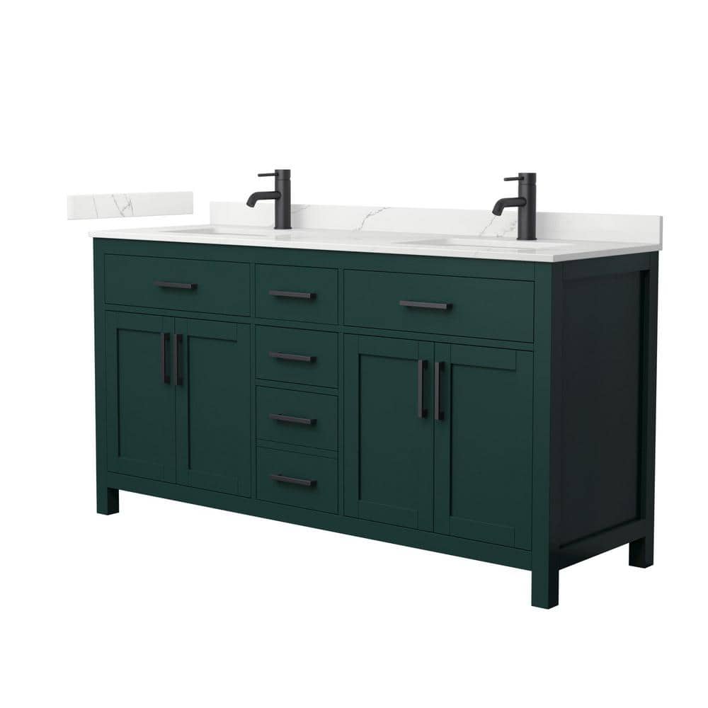 Beckett 66 in. Double Freestanding Green Bath Vanity with Giotto Quartz Top Unassembled price history on PriceWatchPro