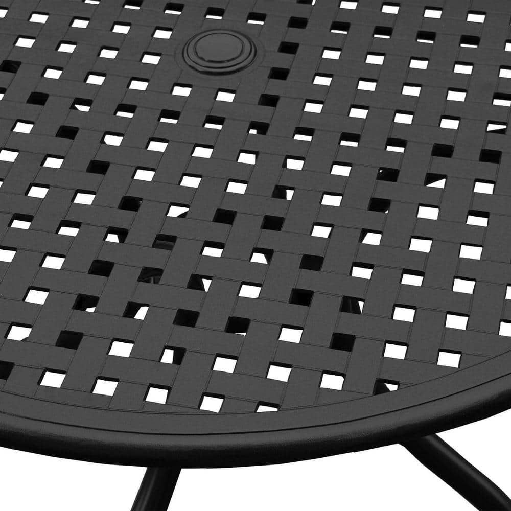 42" Black Aluminum Round Mesh Patio Dining Table