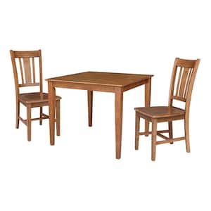 36 in. x 36 in. 3-Pieces Distressed Oak Dining Table with Solid Wood Top - 2 RTA chairs