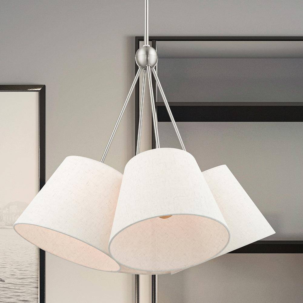Prato Modern 4-Light Chandelier with Oatmeal Fabric Shade