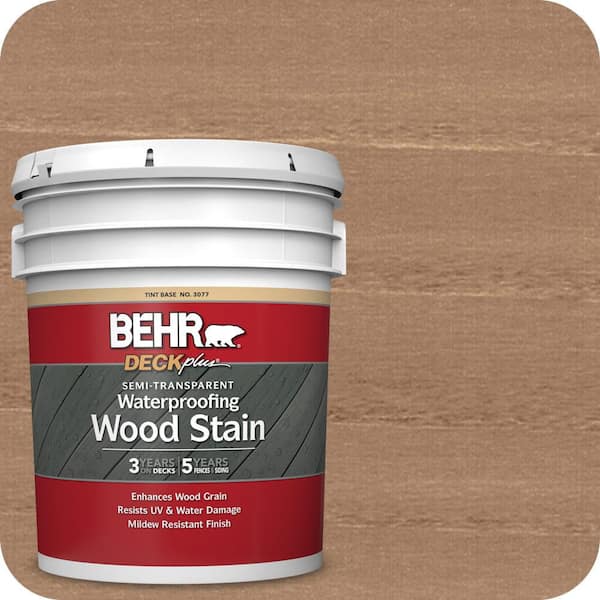 BEHR DECKplus 5 gal. #ST-153 Taupe Semi-Transparent Waterproofing Exterior Wood Stain