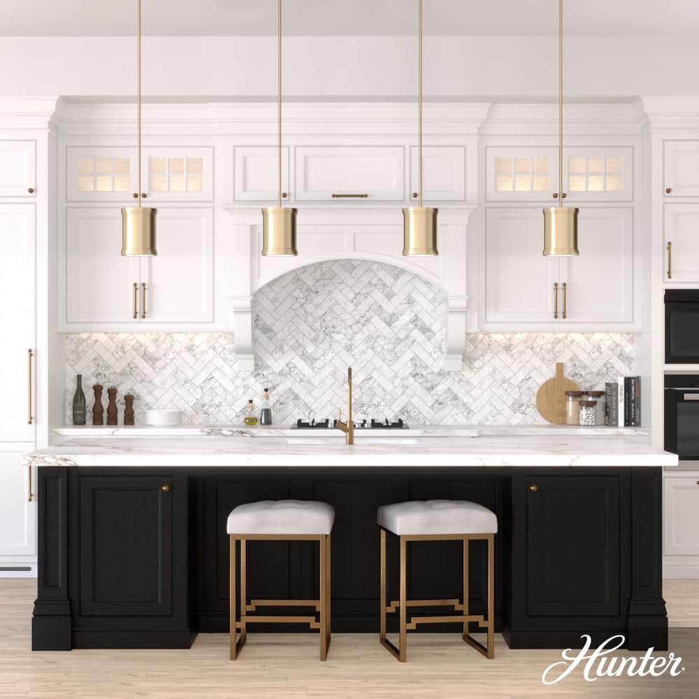 Alturas Gold Painted Cased White Glass Drum Pendant Light