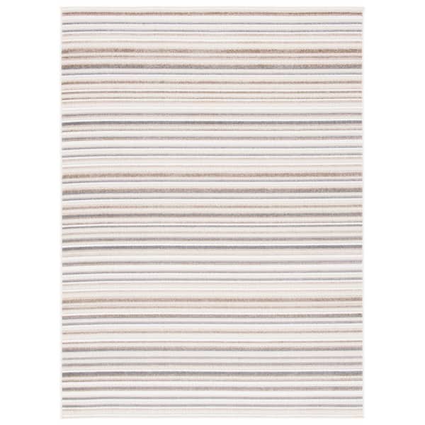 SAFAVIEH Cabana Ivory/Gray 9 ft. x 12 ft. Transitional Striped Indoor/Outdoor Patio Area Rug