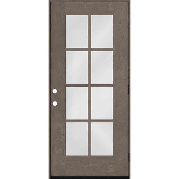 Steves & Sons Regency 36 in. x 80 in. Full 8-Lite Left Hand/Outswing Clear Glass Ashwood Stained Fiberglass Prehung Front Door