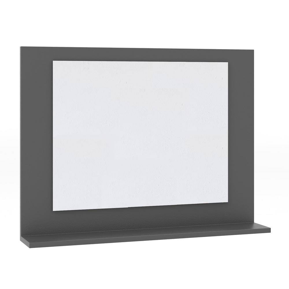 24 in. W x 18 in. H Rectangular Framed Wall Mounted Rectangle Mirror in Gray with Shelf and Wood Frame price history on PriceWatchPro