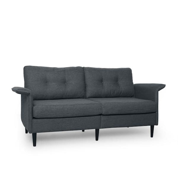 Noble House Ocilla 78 in. Charcoal and Dark Brown Polyester 3-Seats Sofa