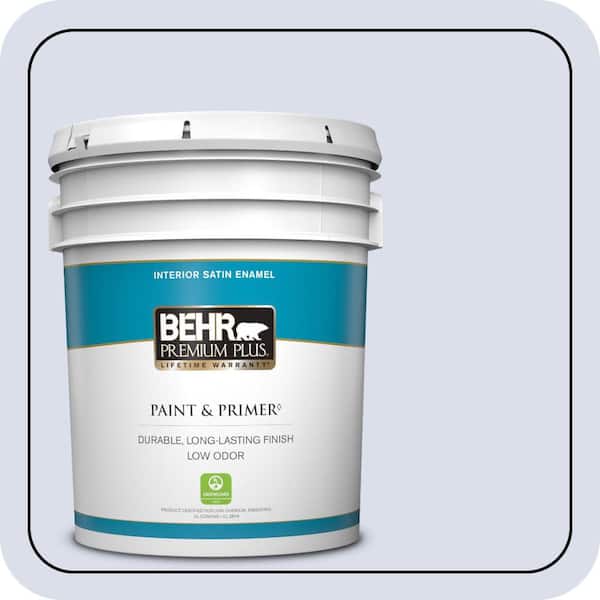 BEHR PREMIUM PLUS 5 gal. #620C-1 Winter Ice Satin Enamel Low Odor Interior Paint & Primer