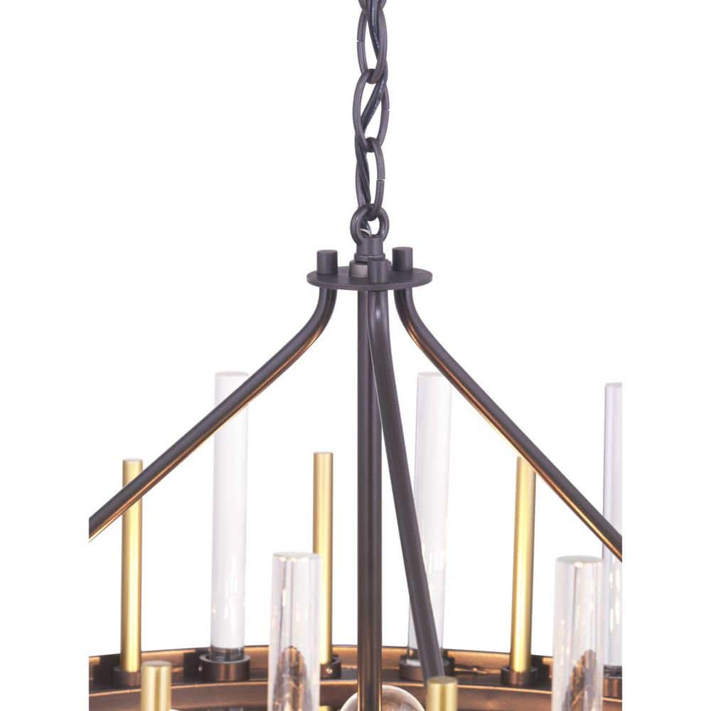 Orrizo Black and Gold 6-Light Drum Chandelier with Clear Glass