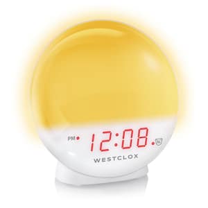 White Sunrise Alarm Clock with Dimmable Nightlight and Restful Sunset Simulator