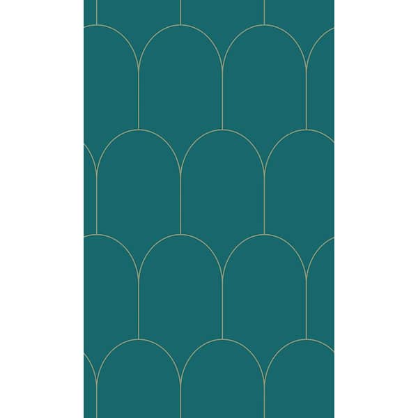 Walls Republic Teal and Gold Art Deco Motif Print Non Woven Non-Pasted Textured Wallpaper 57 sq. ft.