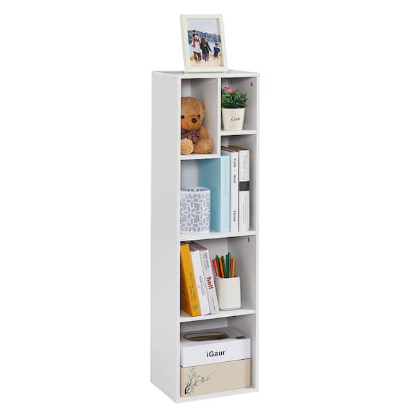 VECELO Simple Home 5-Tier Adjustable Shelf Bookcase，White