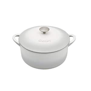 Natural Canvas 4.22 qt. Round Cast Iron Casserole Dish in White with Lid