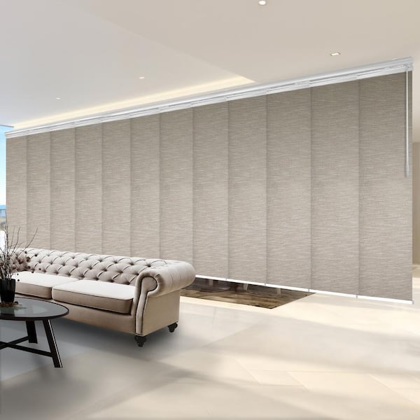 EMOH Hemp 140 in. - 260 in. W x 116 in. L Adjustable 12-Panel Satin Nickel Double Rail Panel Track with 23.5 in. Slates