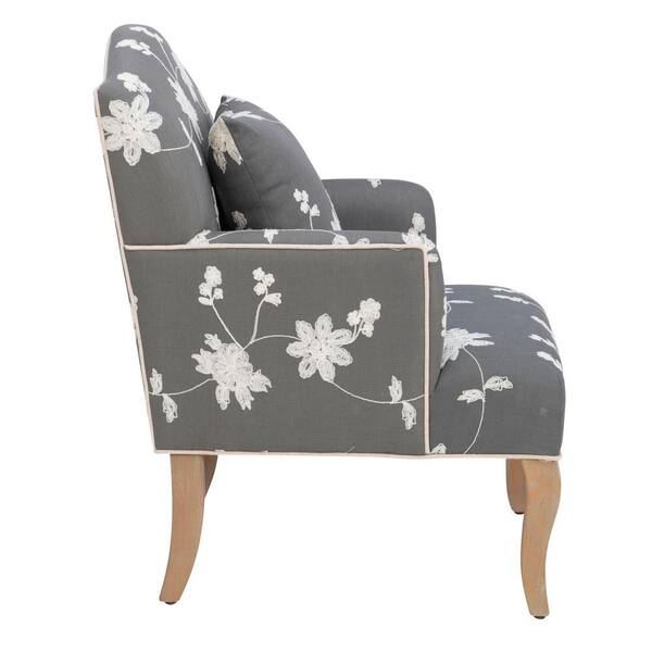 Linon Gray Floral Arm Chair