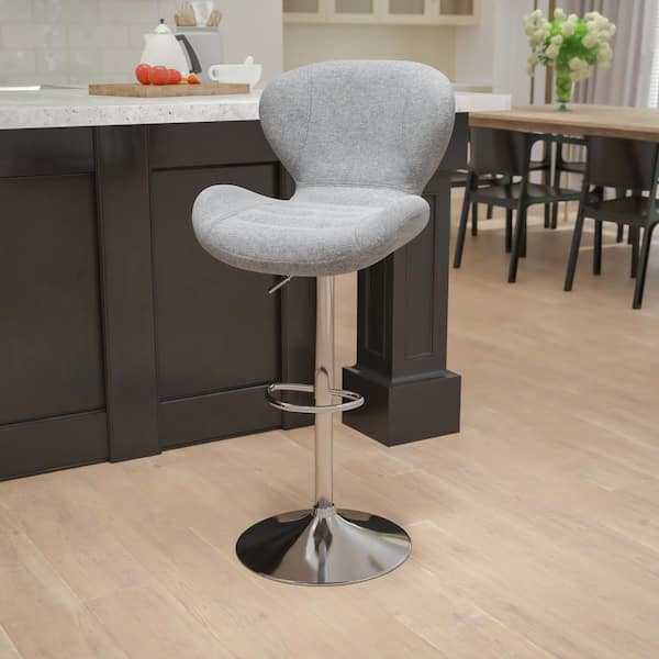 Flash Furniture Adjustable Height Gray Cushioned Bar Stool CH321GYFAB - The  Home Depot