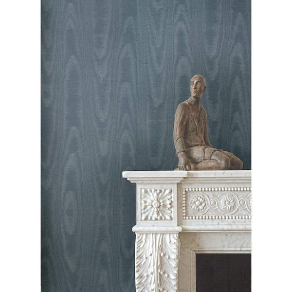 Angelina Denim Moire Vinyl Wallpaper
