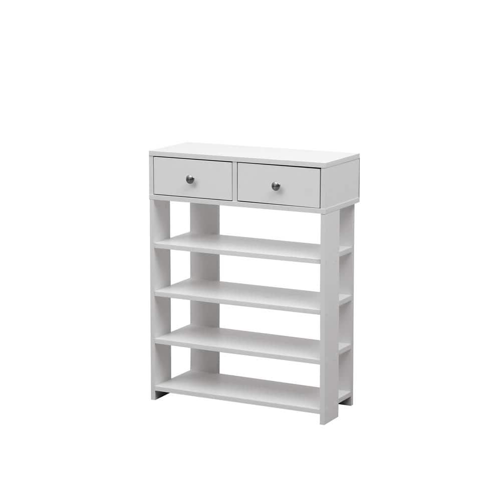 30.9 in. H x 9.4 in. W White MDF Shoe Storage Cabinet Suitable for Entrance