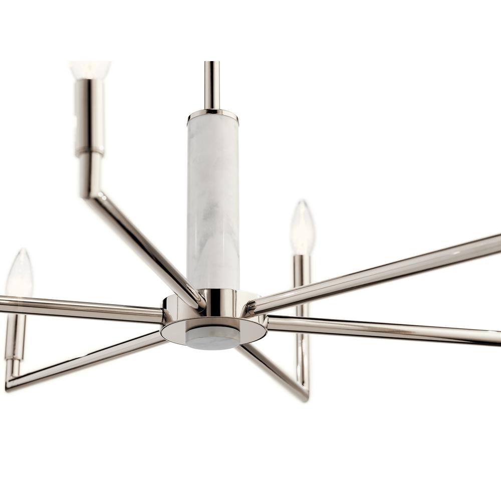 Laurent 33" Polished Nickel 6-Light Candle Chandelier
