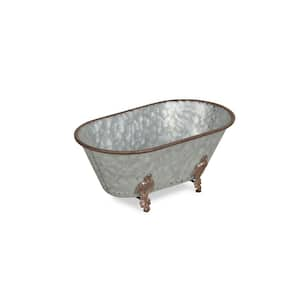 5 in. Gray Jumbo Hammered Metal Bathtub Sculpture