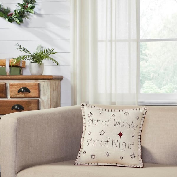 VHC BRANDS Star of Wonder Burgundy Creme 12 in. x 12 in. Star of Night Throw Pillow