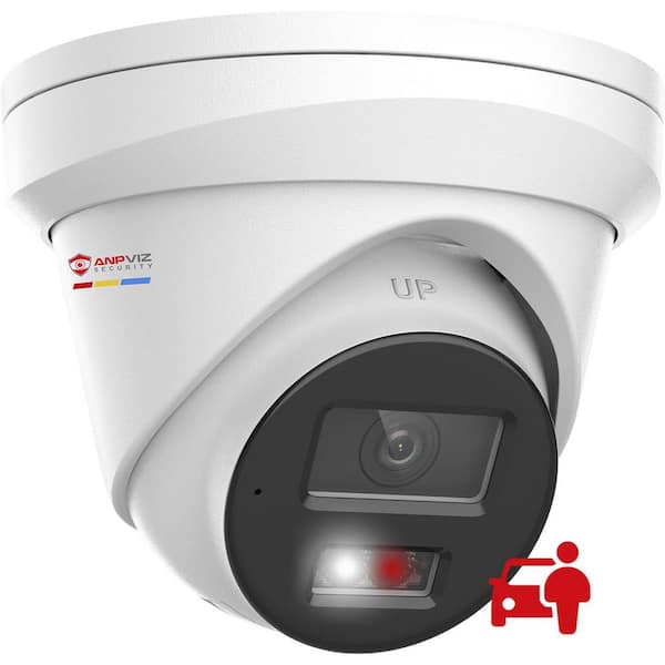 8MP POE Outdoor Smart Camera Plug-In Security Camera with Color Night Vision One Way Talk, White