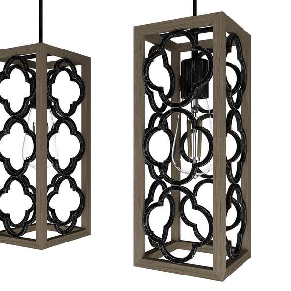 Hunter Gablecrest 3 Light French Oak Linear Chandelier with Metal Shades Kitchen Light
