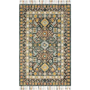 Elka Denim/Multi 1 Ft. 6 In. x 1 Ft. 6 In. Sample Bohemian 100% Wool Area Rug