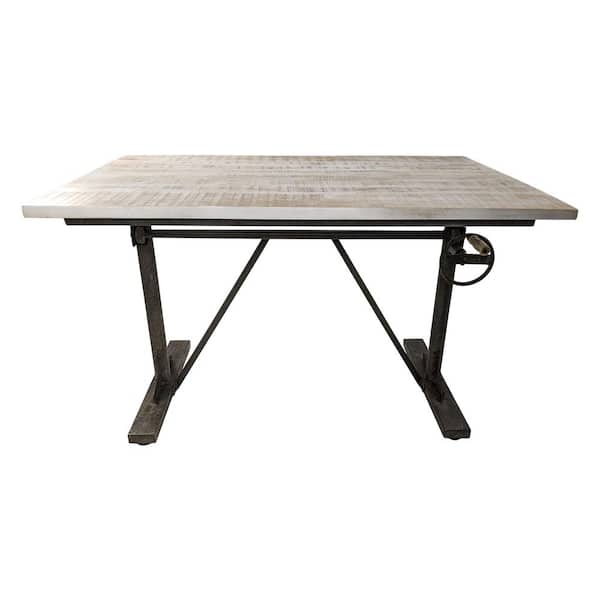 Carolina Chair & Table Brio 40 in. Rectangular Natural Driftwood and Aged Iron Standing Desk with Adjustable Height