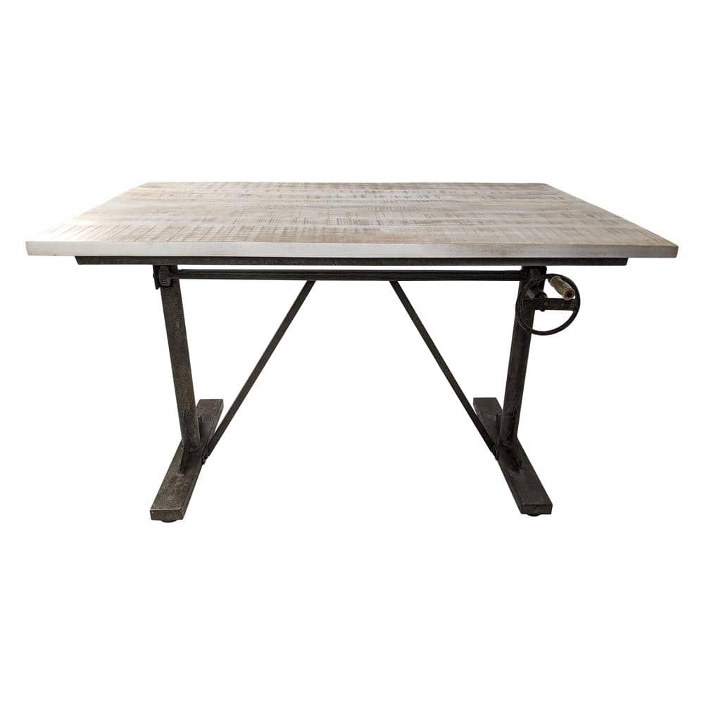 Brio 40 in. Rectangular Natural Driftwood and Aged Iron Standing Desk with 