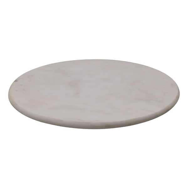 14 in. White Marble Lazy Susan