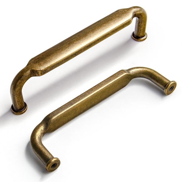 12-Pack Distressed 3-3/4 in. (96mm) Vintage Antique Brass Zinc Alloy Cabinet Bar Pulls