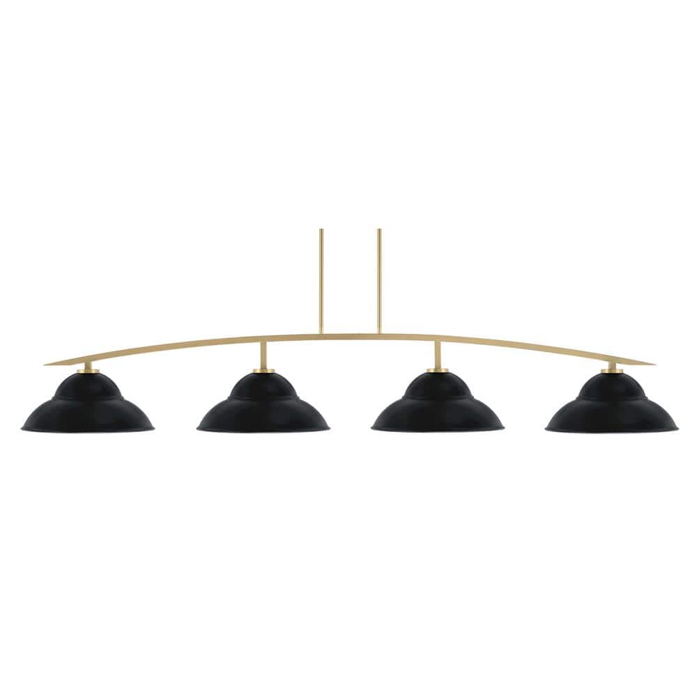 Siena 4-Light New Age Brass Billiard Light with 16 in. Matte Black Metal Sh